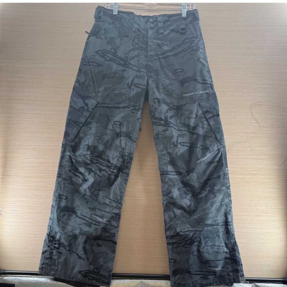 VTG 2013 Under Armour Storm Primaloft Mens Small Black Grey Camo Snow Ski Pants